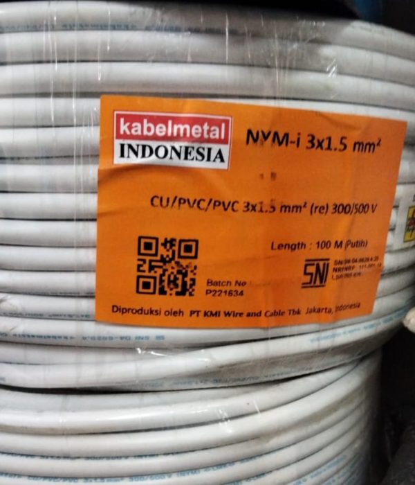 Kabelmetal NYM 3x1.5 SQMM Putih Roll 100 Meter